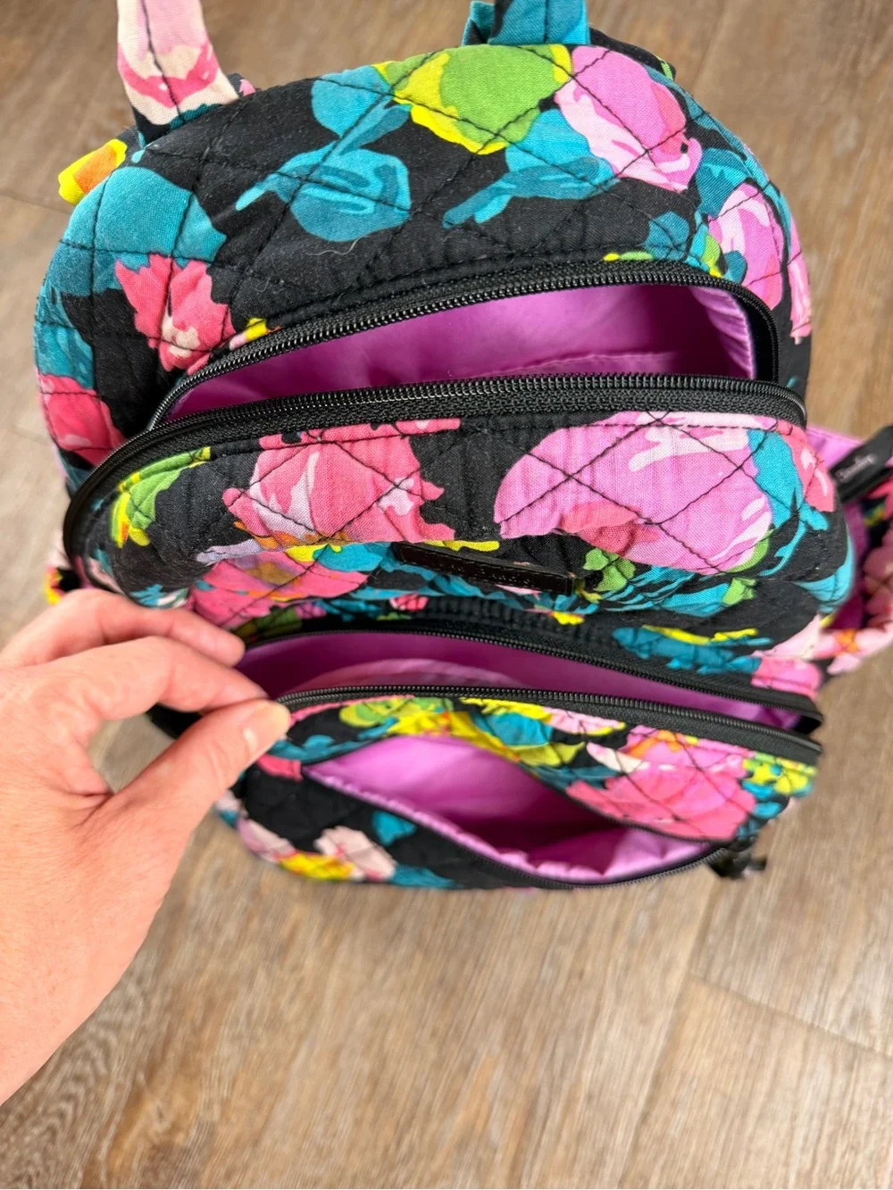 The Vera Bradley Essential Backpack in Retired Hilo Meadow Floral Quilted